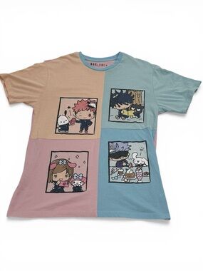 BoxLunch Jujutsu Kaisen x Hello Kitty and Friends Colorblock  T-Shirt Men’s M